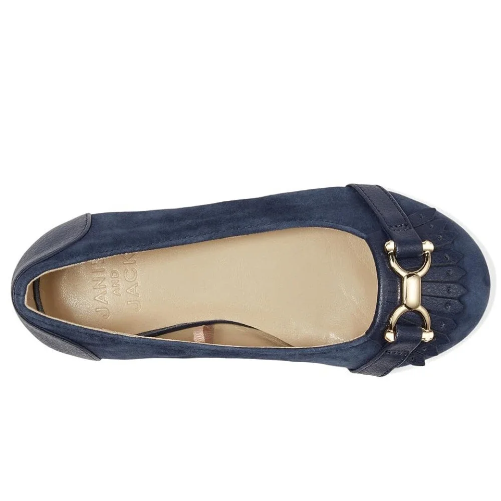 Janie and Jack Bridle 100047071 Toddler US 9M Blue Suede Bit Ballet Flat JZZ1194 - Picture 4 of 10